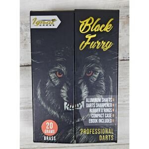 IGNAT GAMES 6 Brass Darts 20g Professional Darts Set Shafts "Black Furry" READ